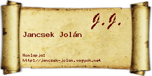 Jancsek Jolán névjegykártya